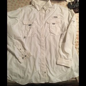Columbia PFG Button Down white Shirt Sz X-Large